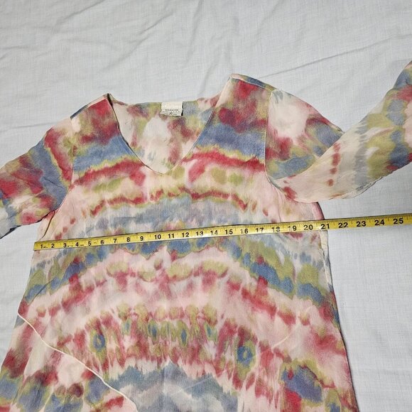 Click by Color Me Cotton V Neck Layered Top Blouse Women Size L Cupra Rayon - Picture 8 of 12